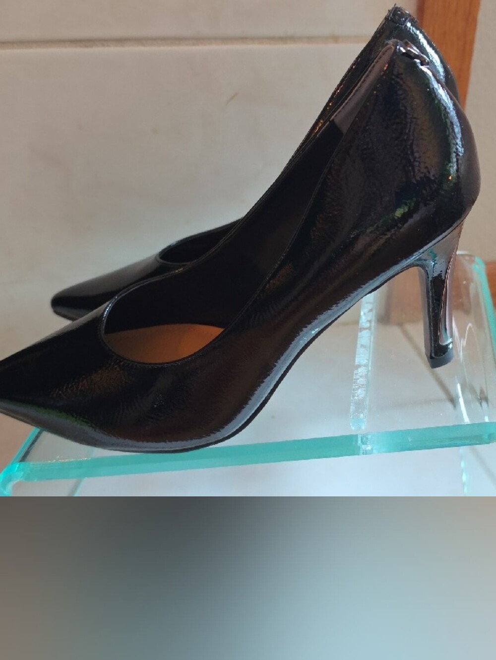 J.Renee Black Patent Pointed-Toe With Stylish Heel Details, NWT